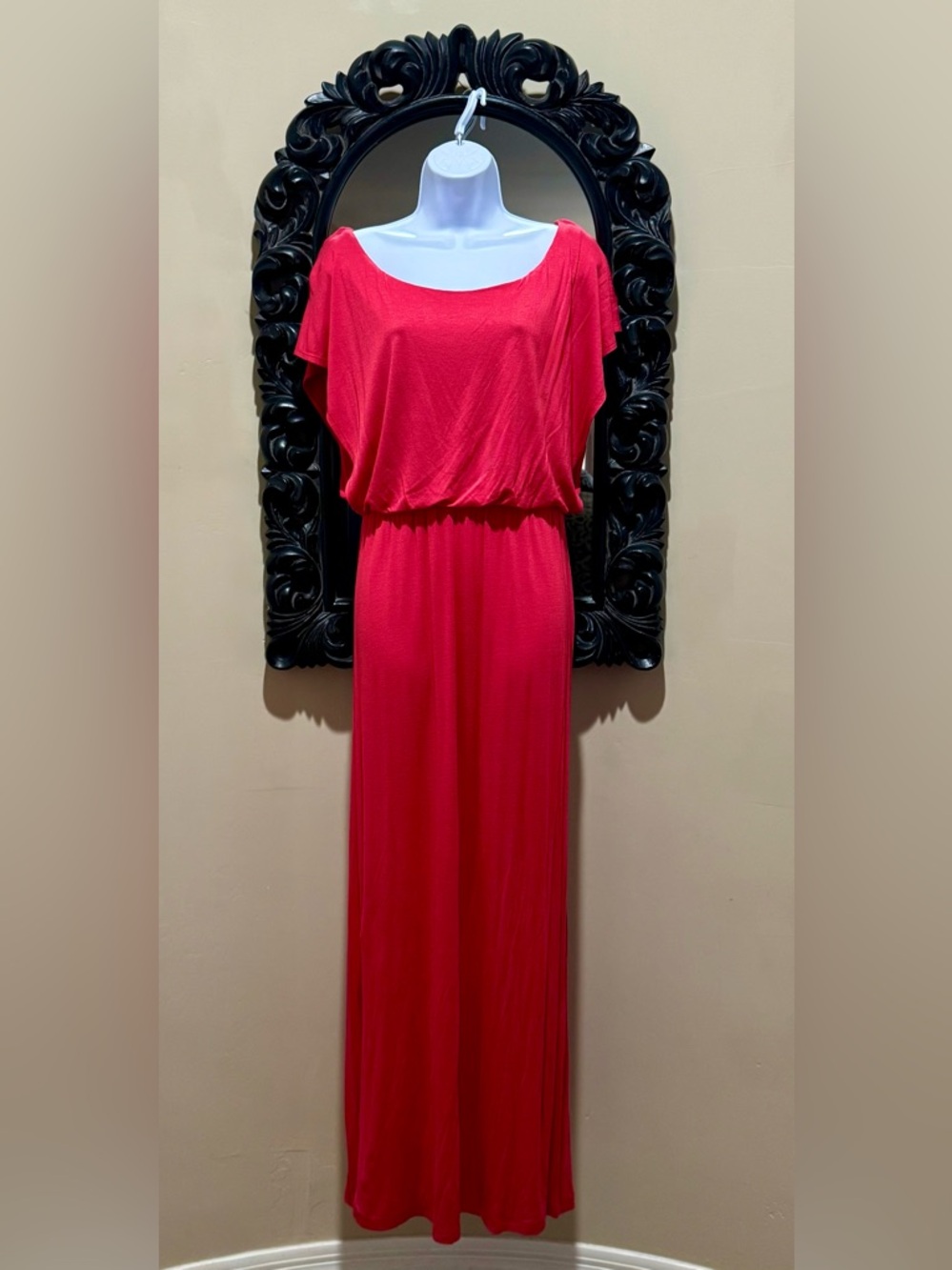 Copper Key Hot Coral Maxi Dress with Scoop Neck